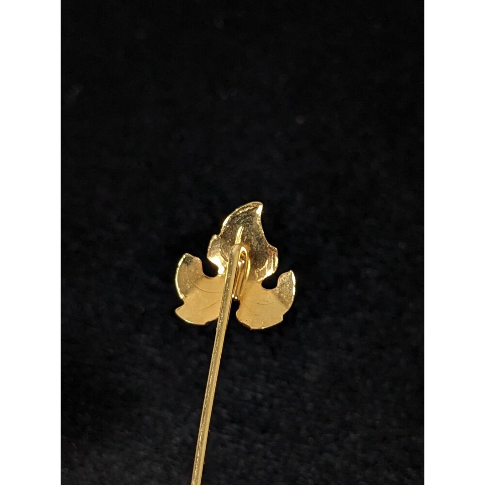 Vintage Gold Tone Curved Leaf Short Stick Pin 2 inch Textured - Picture 7 of 11